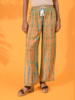 Maba India - Mustard Silk Crepe Tie and Dye Pants