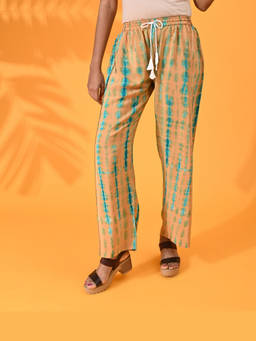 Maba India - Blue Silk Crepe Tie and Dye Pants