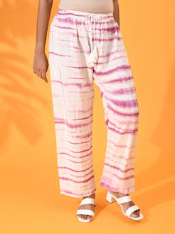 Maba India - Purple Silk Crepe Shibori Pants