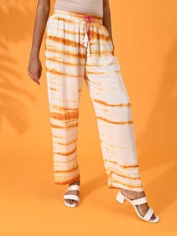 Maba India - Mustard Silk Crepe Shibori Pants