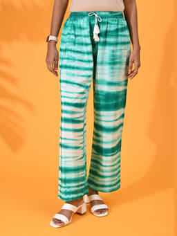 Maba India - Green Silk Crepe Shibori Pants