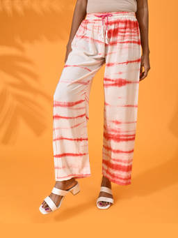 Maba India - Red Silk Crepe Shibori Pants