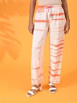 Maba India - Orange Silk Crepe Shibori Pants