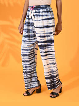 Maba India - Blue Silk Crepe Shibori Pants