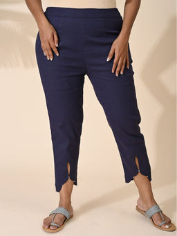 Maba India - Navy Blue Pearl Scallop Cotton Pants
