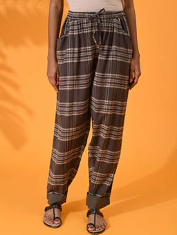 Maba India - Brown Cotton Regular Fit Pants
