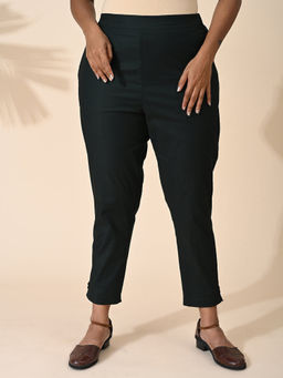 Maba India - Green Straight Fit Cotton Shell Buttons Pants