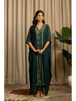 VANSHIKA AGARWAL LABEL - Green Yani Kaftan With Inner
