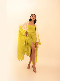 VANSHIKA AGARWAL LABEL - Yellow Emma Dress With Jacket