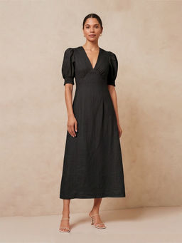 Backup Studio - Black Puff A-Line Dress