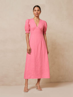 Backup Studio - Pink Midi Puff Dress