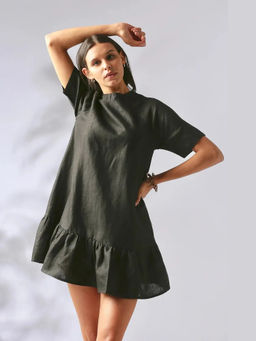 B Label - Black Oversized Fit Wisteria Flared Dress