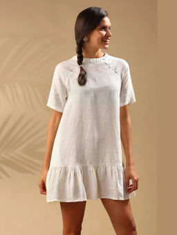 B Label - White Oversized Fit Wisteria Flared Dress