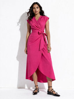Backup Studio - Luxe Pink Knot Midi Dress