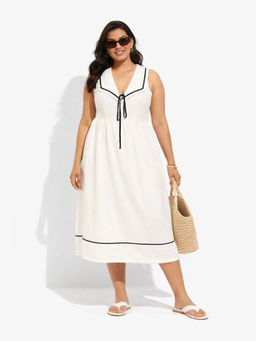 Backup Studio - Ivory Tie-Up Statement Dress