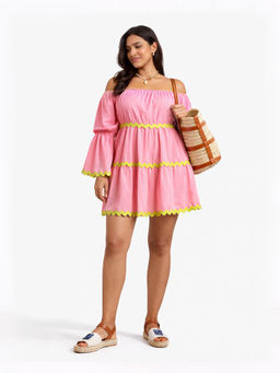 Backup Studio - Pink Off-Shoulder Beach Dress