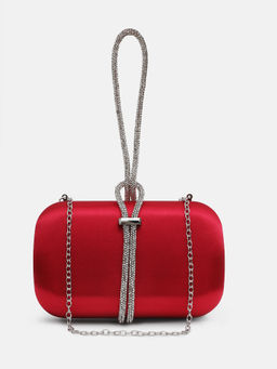 Kazo - Clara Maroon Clutch with Detachable Strap (S)