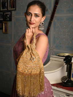 Odette - Golden Tasselled Bridal Potli Bag for Women
