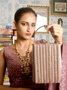 Odette - Mauve Embellished Structured Clutch