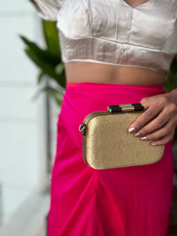 Rachana Reddy - Gold Noor Clutch with Detachable Strap