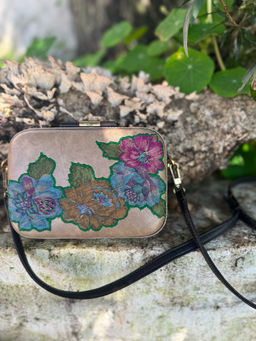 Rachana Reddy - Beige A Walk In The Garden Clutch with Detachable Strap
