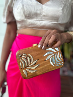 Rachana Reddy - Brown Padma Reflection Clutch with Detachable Strap