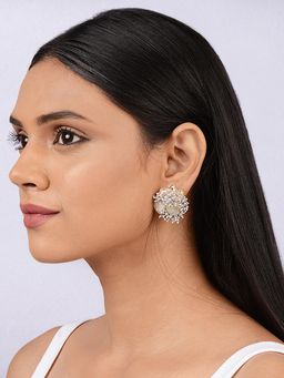 House of D'oro - Sky Blue and White Pearl and Gem Studs