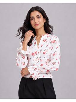 Twenty Dresses by Nykaa Fashion - Floral print V-Neck Button-Front Top