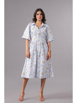 Twenty Dresses by Nykaa Fashion - Shirt Dress In Yarn Dyed Stripe with Floral Print