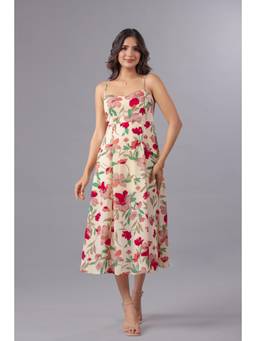 Twenty Dresses by Nykaa Fashion - Floral Print Georgette Midi Dress