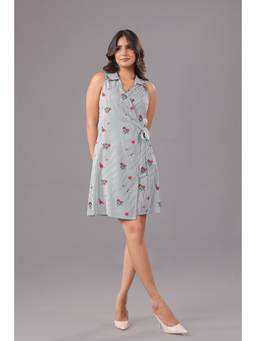 Twenty Dresses by Nykaa Fashion - Wrap Mini Dress In Stripe and floral Print