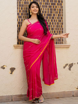 Pretty Pallu - Pink Noor Sequined Saree without Blouse