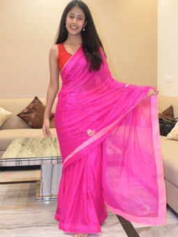 Pretty Pallu - Pink Pearl Sequined Saree without Blouse