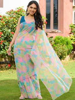 Pretty Pallu - Multi-Color Printed Georgette Saree without Blouse