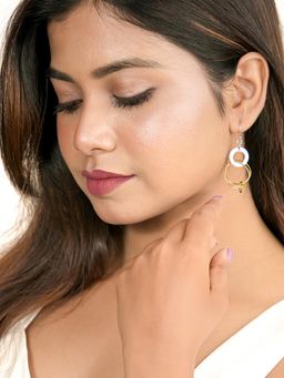 Silberry - 18k Gold Plated Two Tone Silver Eclipes Earrings