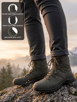 LIBERTY - Men Olive Freedom Shikhar-4 Black Casual Boots