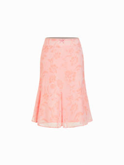 Cider - Mesh Women's Low-Rise Floral Mermaid Midi Skirt Pink