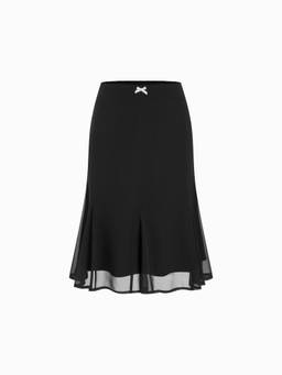 Cider - Mesh Women's Low Rise Bow Mermaid Midi Skirt Black