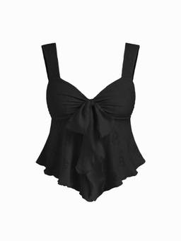Cider - Lace Sweetheart Women's Bowknot Tank Top Black