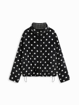 Cider - Reversible Women's Fleece Stand Collar Oversized Jacket Black