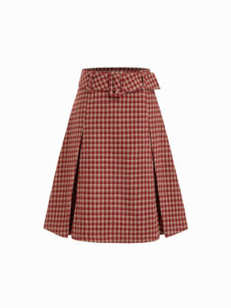 Cider - Tweed Women's Mid-Rise Checked Midi Skirt Wine
