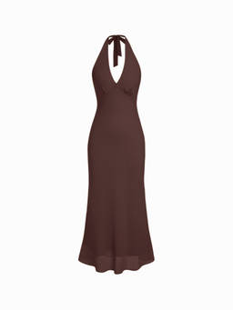 Cider - Sweetheart Women's Backless Tie-Up Mermaid Maxi Dress Brown