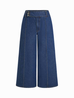 Cider - Curve & Plus Women's High-Rise Baggy Wide-Leg Jeans Navy Blue
