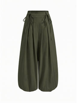 Cider - Women's Low Rise Drawstring Balloon Culottes Olive