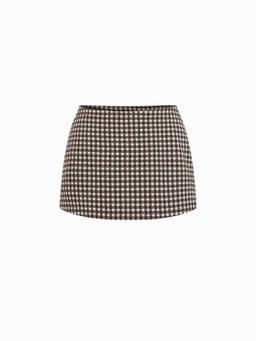 Cider - Cotton-Blend Women’s Low-Waist Slit Mini Skirt Brown