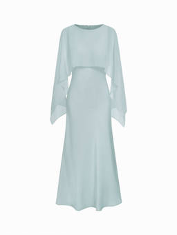Cider - Cloak Sleeve Women's Wrap Mermaid Maxi Dress Blue