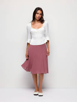 Cider - Women's Mid-Rise Flared Midi Skirt Purple