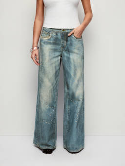 Cider - Star Graphic Women Low-Waist Wide-Leg Jeans Indigo