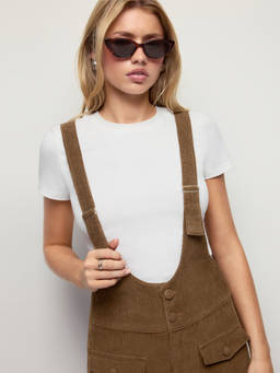 Cider - Washed Women's Low Rise Oversized Cargo Dungarees Brown