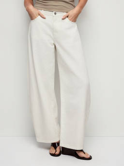 Cider - Washed Women's Low-Rise Barrel-Leg Jeans White